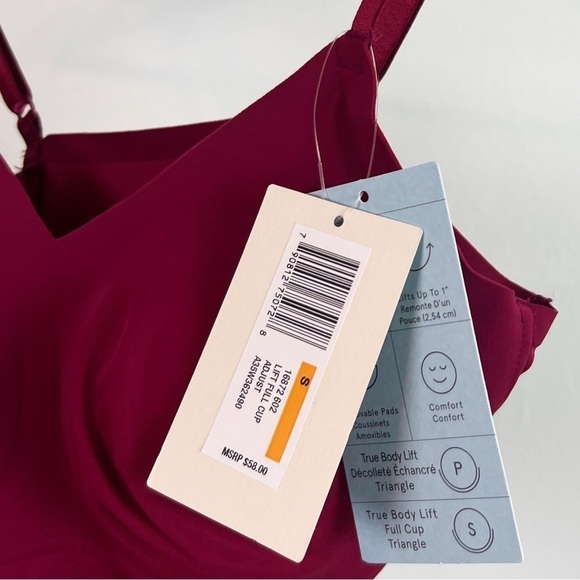 NWT True & Co True Body Lift Triangle Adjustable Strap Bra in Beet Red - Picture 6 of 9